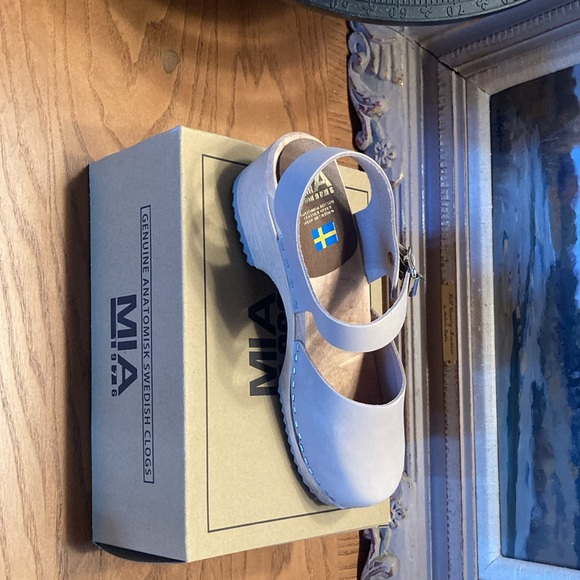 MIA Made in Europe Freja Mary Jane Swedish Clogs - Italian Leather Taupe  367sn - Picture 5 of 8